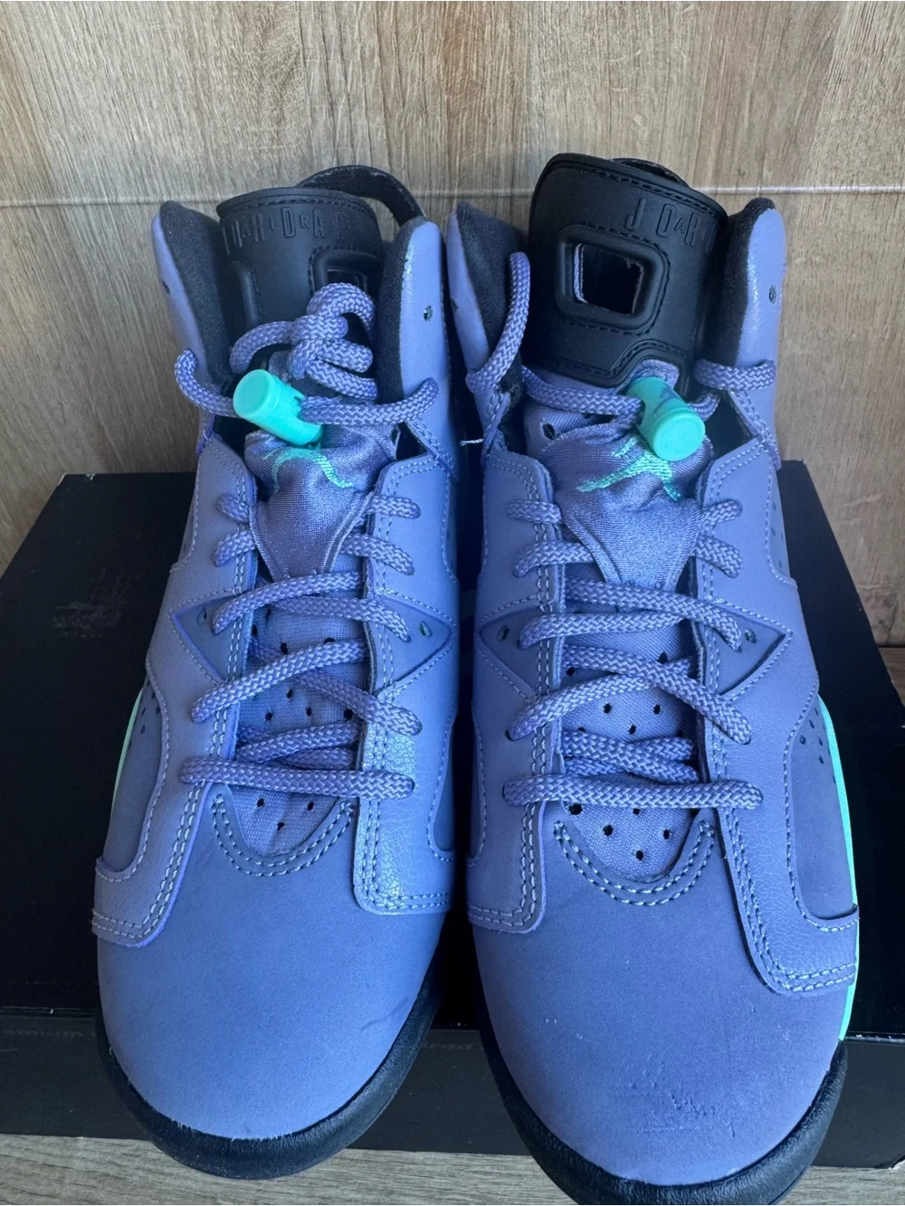 Jordan Retro 6 Kids' Purple and Teal High-Top Sneakers